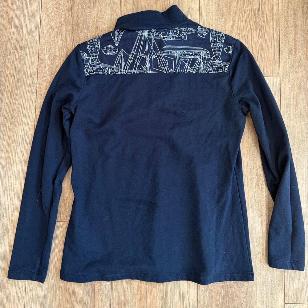 Brooks Brothers Navy Snap Henley Long Sleeve Top Women’s Small Nautical Print - Picture 3 of 8